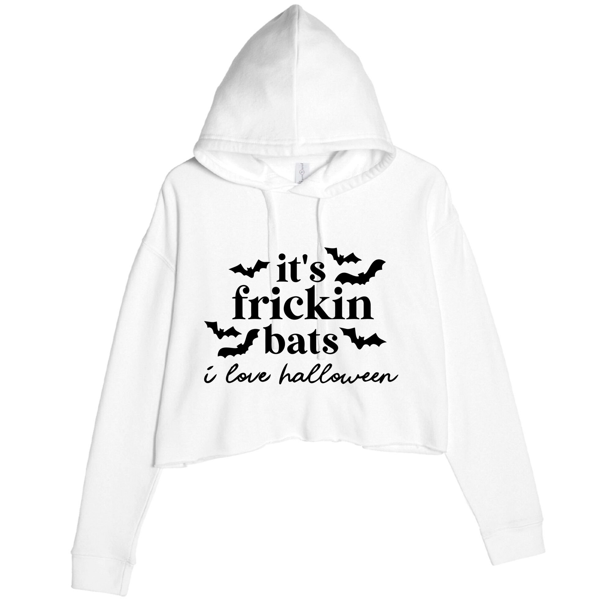It’S Frickin Bats Ilove Halloween Crop Fleece Hoodie