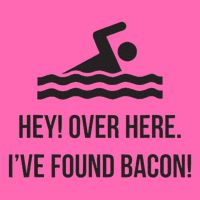 I've Found Bacon! Funny Swimmer , Bacon Lovers Stripe Pom Pom Beanie
