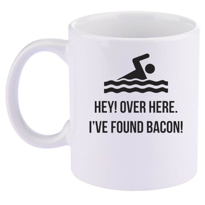 I've Found Bacon! Funny Swimmer , Bacon Lovers 11oz C Handle Ceramic Mug