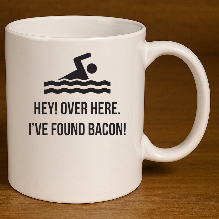 I've Found Bacon! Funny Swimmer , Bacon Lovers 11oz C Handle Ceramic Mug