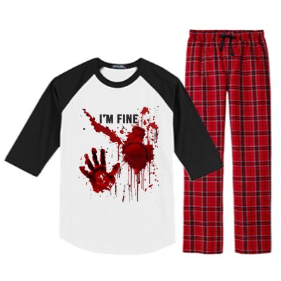 Im Fine Bloody Hand Bloodstained Blood Splatter Halloween Raglan Sleeve Pajama Set