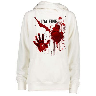 Im Fine Bloody Hand Bloodstained Blood Splatter Halloween Womens Funnel Neck Pullover Hood