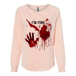 Im Fine Bloody Hand Bloodstained Blood Splatter Halloween Womens California Wash Sweatshirt