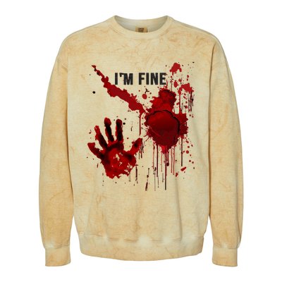 Im Fine Bloody Hand Bloodstained Blood Splatter Halloween Colorblast Crewneck Sweatshirt