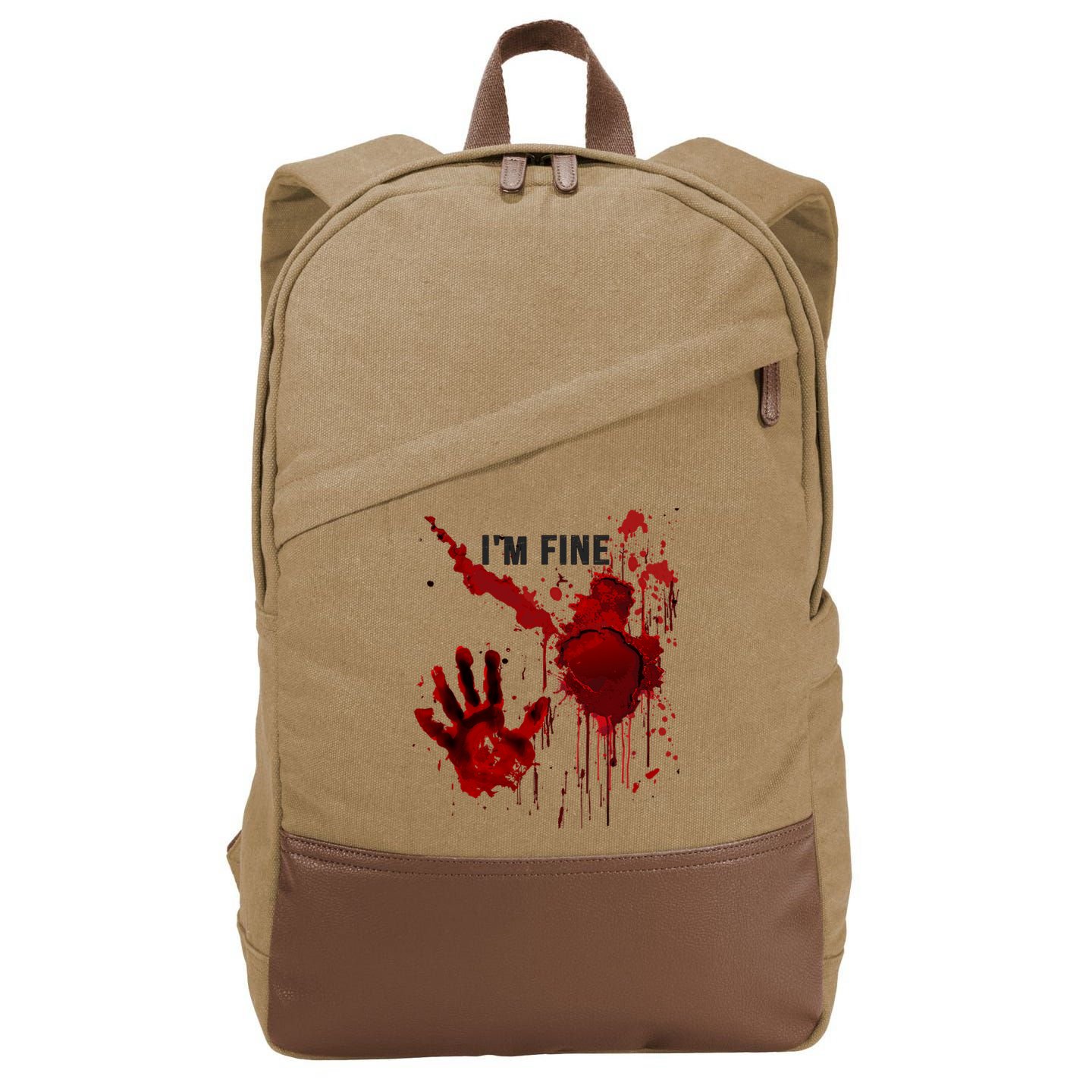 Im Fine Bloody Hand Bloodstained Blood Splatter Halloween Cotton Canvas Backpack