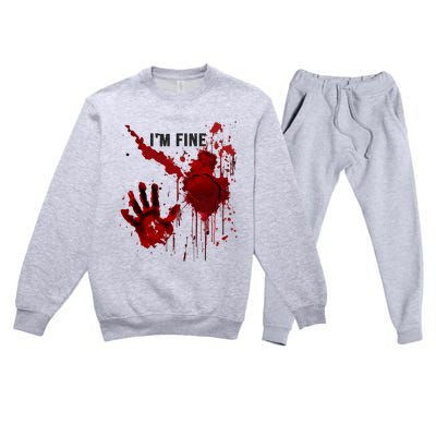 Im Fine Bloody Hand Bloodstained Blood Splatter Halloween Premium Crewneck Sweatsuit Set