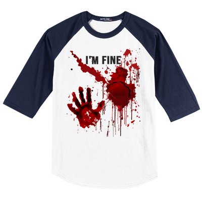 Im Fine Bloody Hand Bloodstained Blood Splatter Halloween Baseball Sleeve Shirt