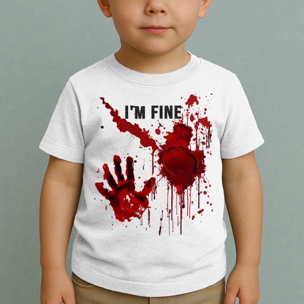 Im Fine Bloody Hand Bloodstained Blood Splatter Halloween Toddler T-Shirt