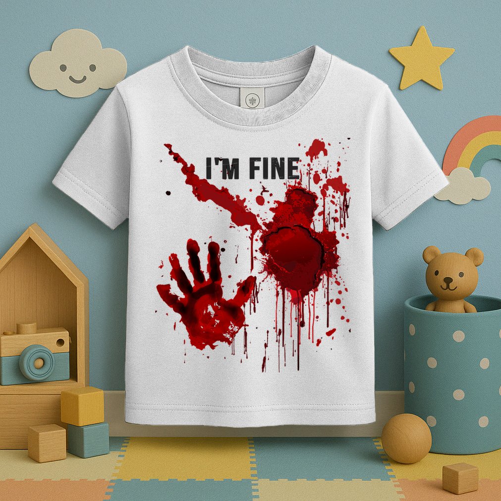 Im Fine Bloody Hand Bloodstained Blood Splatter Halloween Toddler T-Shirt