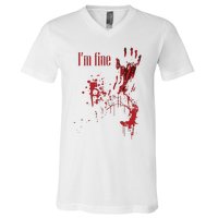 IM Fine Bloody Halloween V-Neck T-Shirt