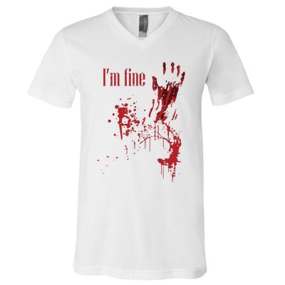 IM Fine Bloody Halloween V-Neck T-Shirt