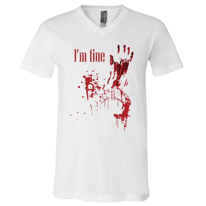 IM Fine Bloody Halloween V-Neck T-Shirt