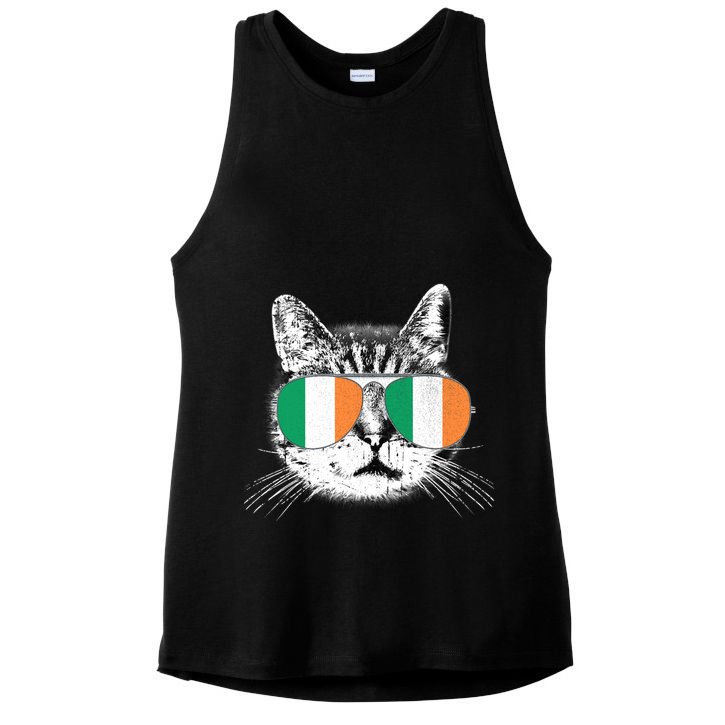 Irish Flag Cat T St. Patrick's Day Catrick's Cattys Ladies PosiCharge Tri-Blend Wicking Tank