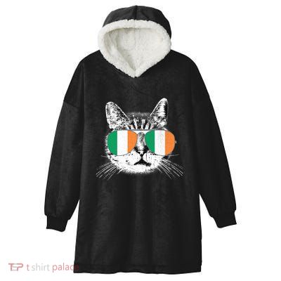 Irish Flag Cat T St. Patrick's Day Catrick's Cattys Hooded Wearable Blanket