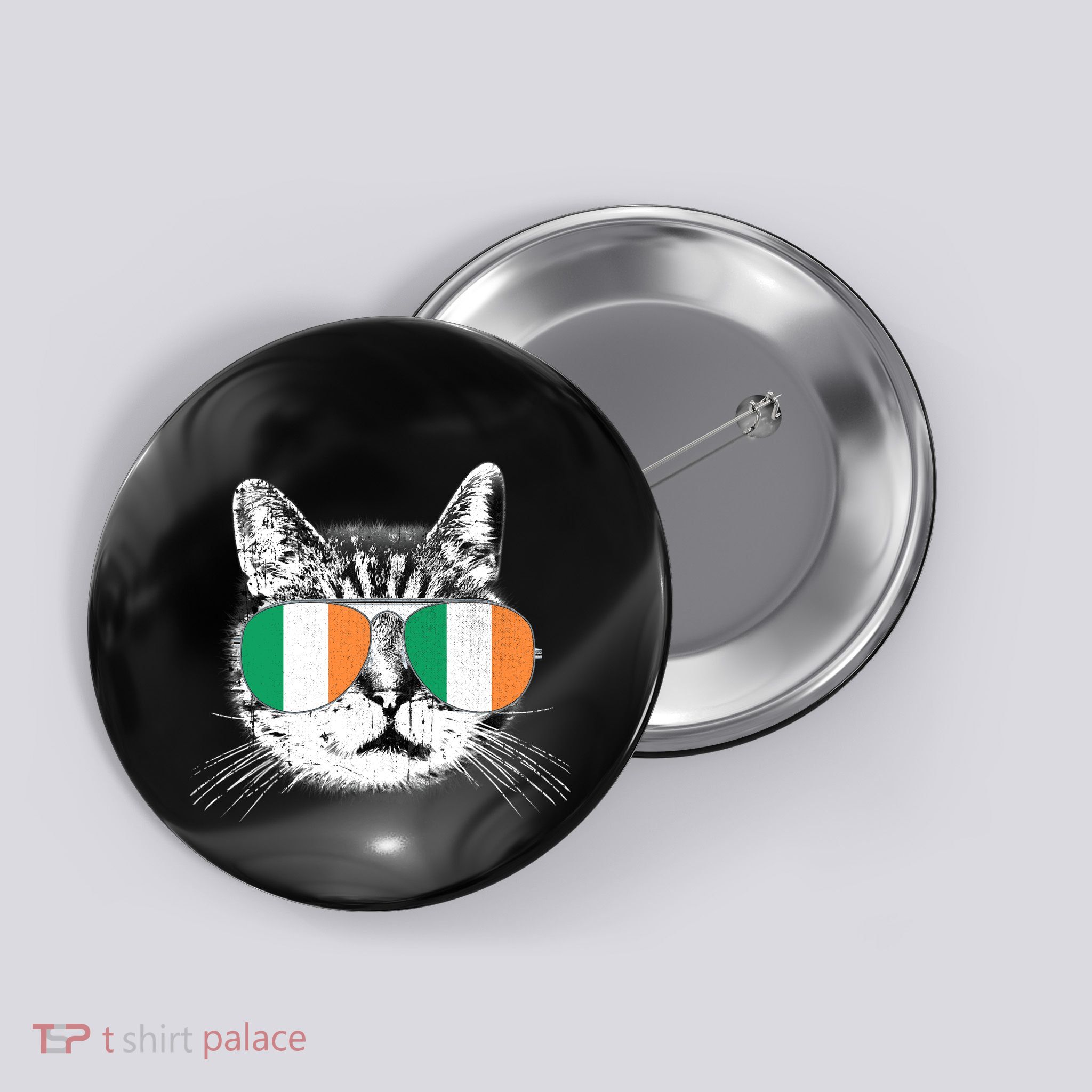 Irish Flag Cat T St. Patrick's Day Catrick's Cattys Button
