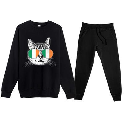 Irish Flag Cat T St. Patrick's Day Catrick's Cattys Premium Crewneck Sweatsuit Set