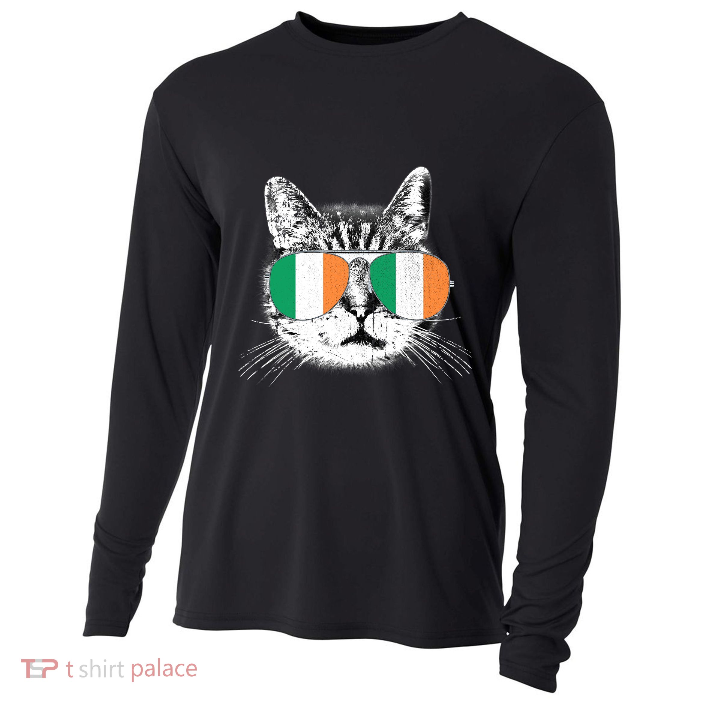 Irish Flag Cat T St. Patrick's Day Catrick's Cattys Cooling Performance Long Sleeve Crew