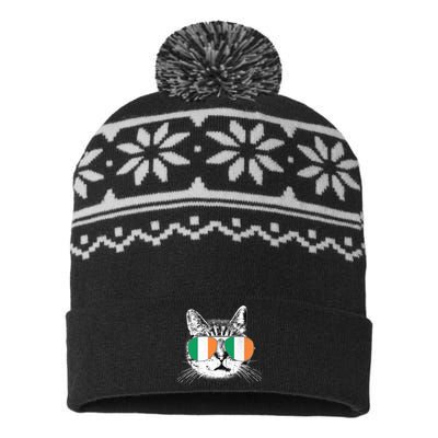 Irish Flag Cat T St. Patrick's Day Catrick's Cattys USA-Made Snowflake Beanie