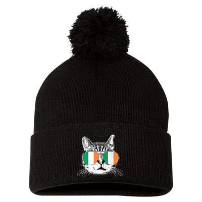Irish Flag Cat T St. Patrick's Day Catrick's Cattys Pom Pom 12in Knit Beanie