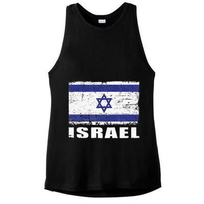 Isreal Flag Country Flag Isreal Ladies PosiCharge Tri-Blend Wicking Tank