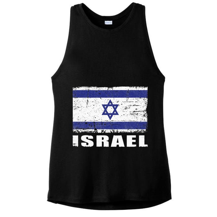 Isreal Flag Country Flag Isreal Ladies PosiCharge Tri-Blend Wicking Tank
