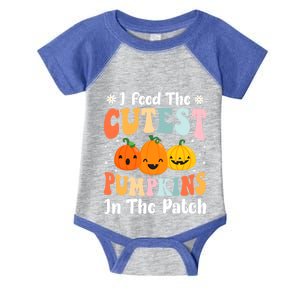 I Feed Cutest Pumpkins In The Patch Lunch Lady Halloween Gift Infant Baby Jersey Bodysuit