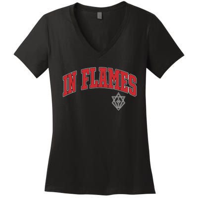 In Flames Collegiate Women's V-Neck T-Shirt