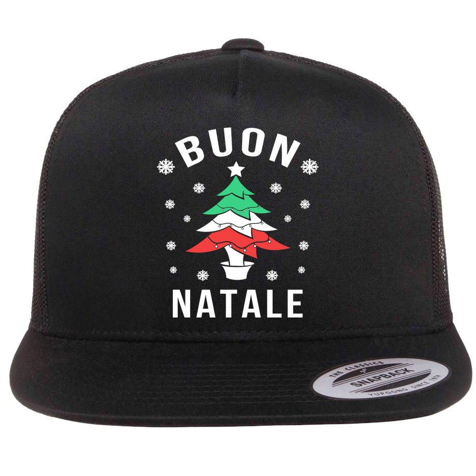 Italian Flag Christmas Tree Buon Natale Gift Flat Bill Trucker Hat
