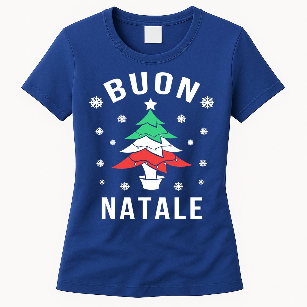 Italian Flag Christmas Tree Buon Natale Gift Womens T-Shirt