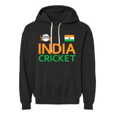 Indian Flag Cricket Player Sports Fan Garment-Dyed Fleece Hoodie