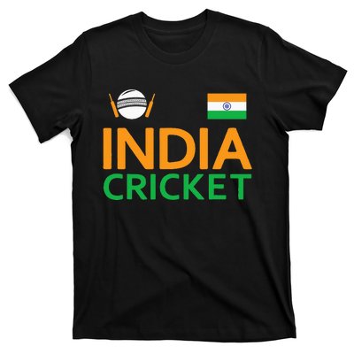 Indian Flag Cricket Player Sports Fan T-Shirt