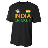 Indian Flag Cricket Player Sports Fan Performance Sprint T-Shirt