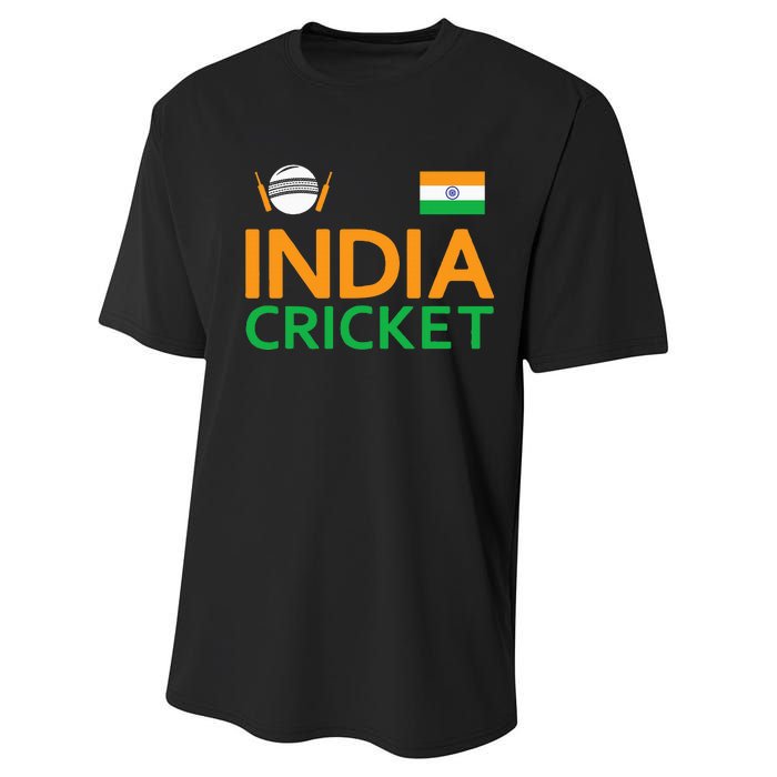 Indian Flag Cricket Player Sports Fan Performance Sprint T-Shirt