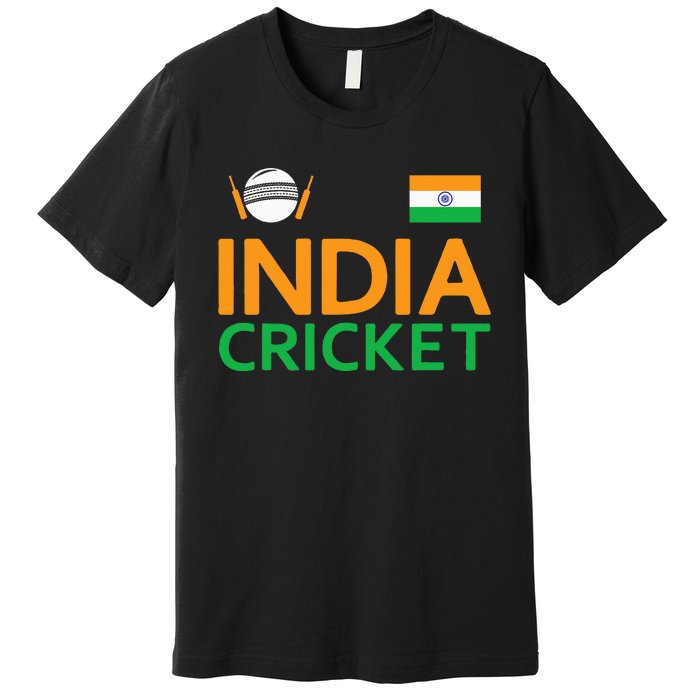 Indian Flag Cricket Player Sports Fan Premium T-Shirt