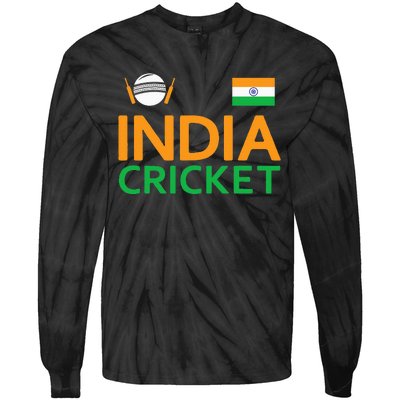 Indian Flag Cricket Player Sports Fan Tie-Dye Long Sleeve Shirt