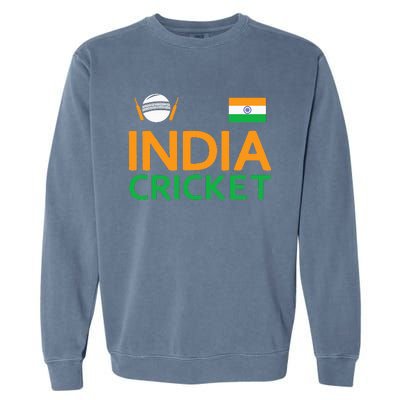 Indian Flag Cricket Player Sports Fan Garment-Dyed Sweatshirt