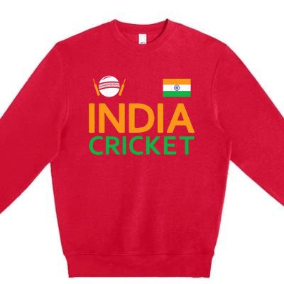 Indian Flag Cricket Player Sports Fan Premium Crewneck Sweatshirt