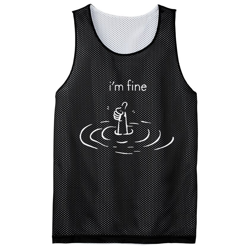 IM Fine Drowning Meme Funny Design Mesh Reversible Basketball Jersey Tank