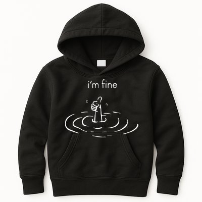 IM Fine Drowning Meme Funny Design Kids Hoodie