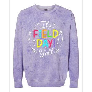 Its Field Day Y'all Teacher Student Colorblast Crewneck Sweatshirt