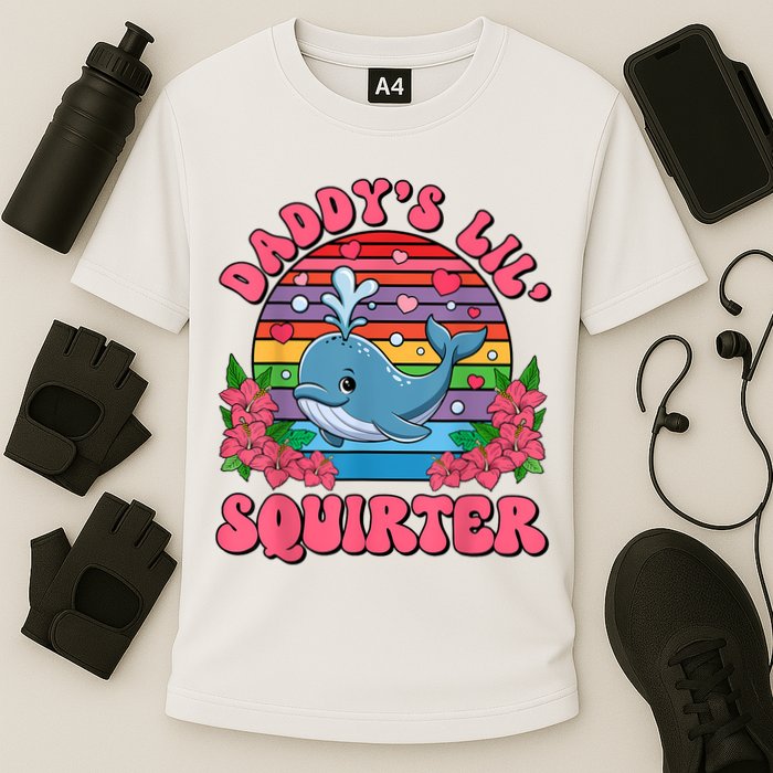 Inappropriate Funny DaddyS Lil Squirter Embarrassing Women Cooling Performance Crew T-Shirt