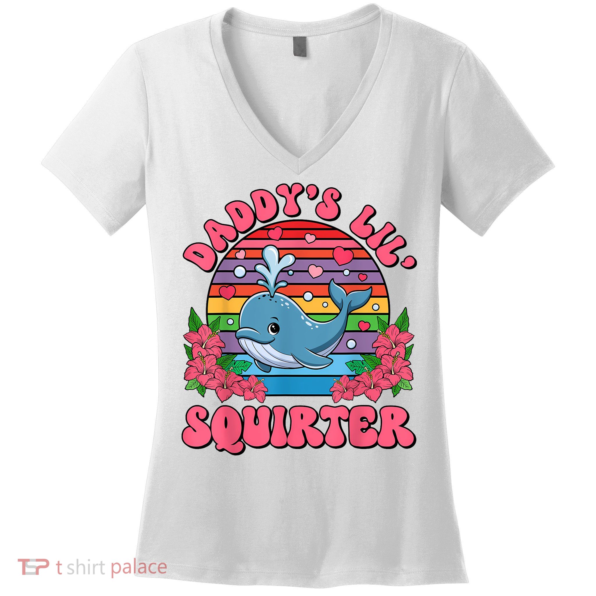 Inappropriate Funny DaddyS Lil Squirter Embarrassing Women Women's V-Neck T-Shirt
