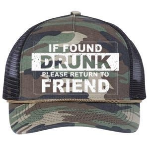 If Found Drunk Please Return To Friend Retro Rope Trucker Hat Cap