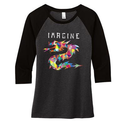 Imagine Fantasy Dragon Tattoo Style Women's Tri-Blend 3/4-Sleeve Raglan Shirt