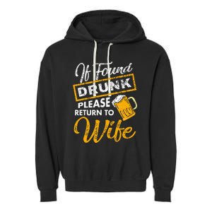 If Found Drunk Please Return To Wife Couples Apparel Garment-Dyed Fleece Hoodie