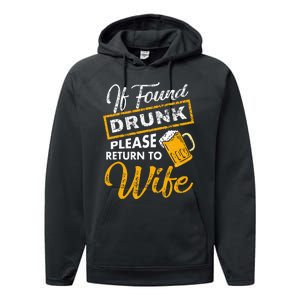 If Found Drunk Please Return To Wife Couples Apparel Performance Fleece Hoodie