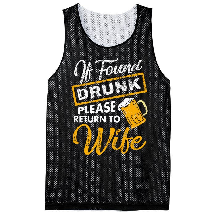 If Found Drunk Please Return To Wife Couples Apparel Mesh Reversible Basketball Jersey Tank