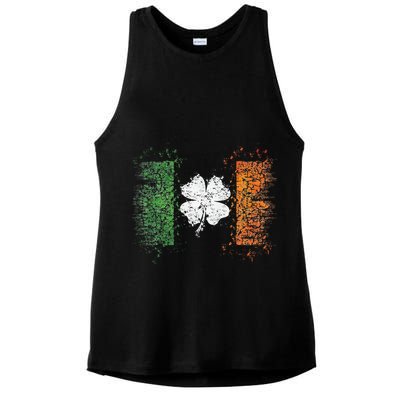 Irish Flag Distressed Shamrock ST Patrick's Day Ladies PosiCharge Tri-Blend Wicking Tank