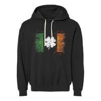 Irish Flag Distressed Shamrock ST Patrick's Day Garment-Dyed Fleece Hoodie