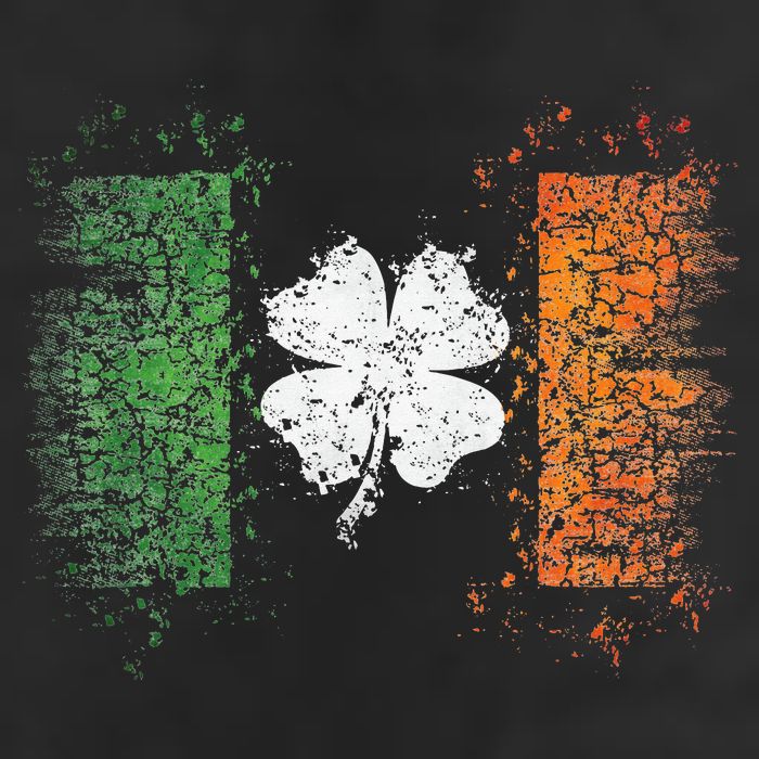 Irish Flag Distressed Shamrock ST Patrick's Day Garment-Dyed Fleece Hoodie